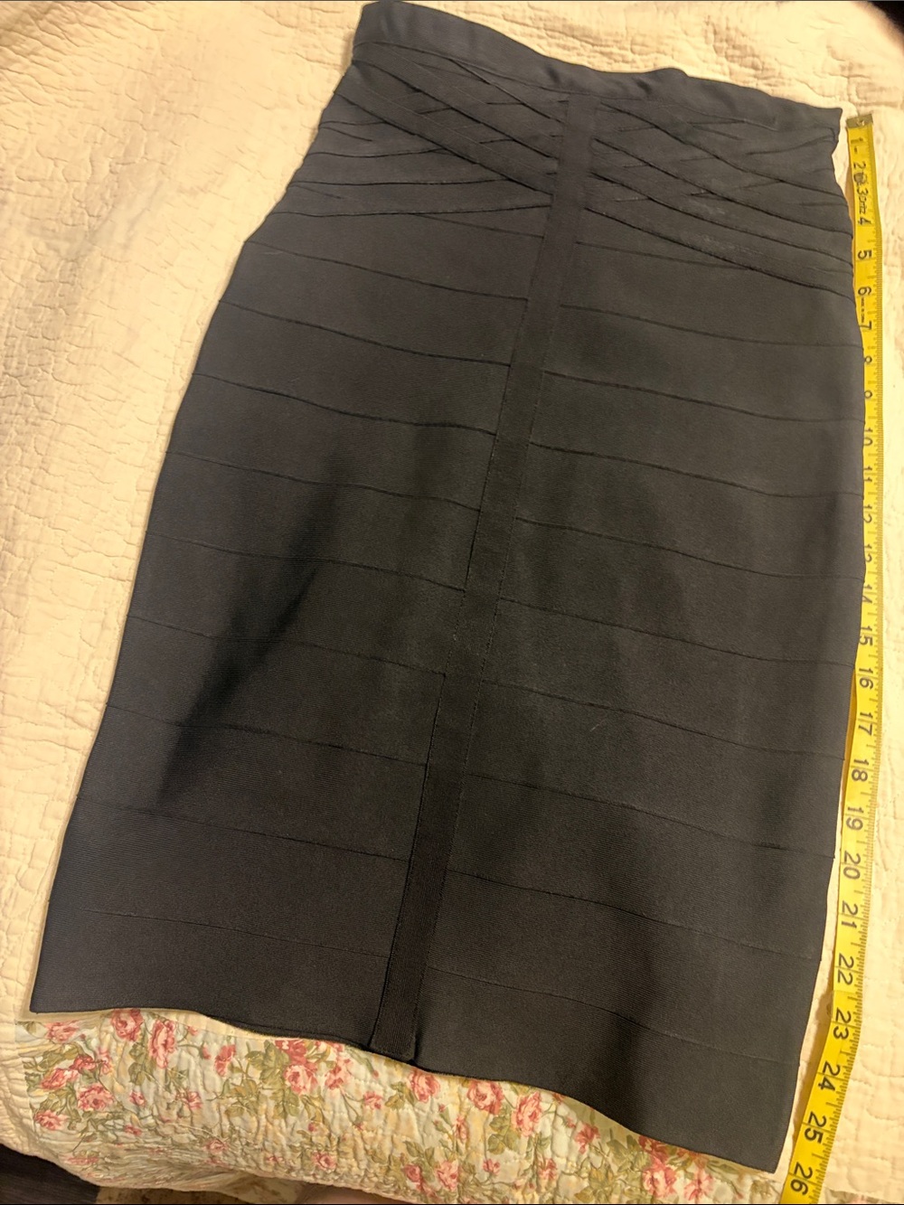 Stella Luce Black Bandage-Detail Pencil Skirt